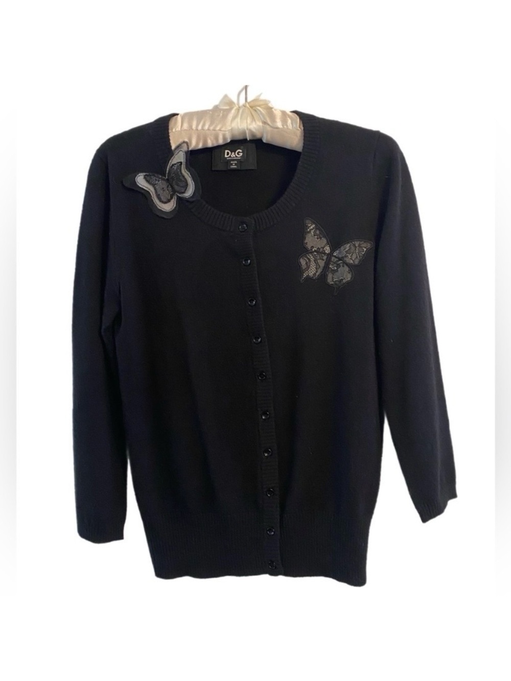 Dolce & Gabanna Cashmere & Silk Cardigan with Butterfly Details Size L EUC